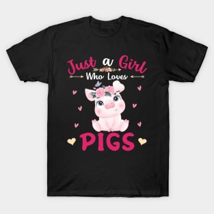 Just A Girl Who Loves Pigs Shirt Cute Pigs Lover Girls Kids T-Shirt